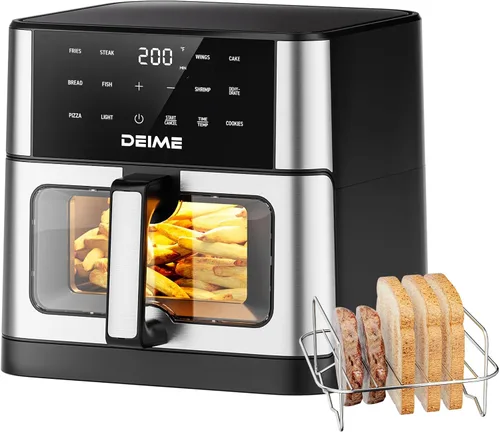 Vista 8 de Freidora de aire DEIME 10.2 QT sin aceite de 1700W de gran capacidad con horno freidoras de aire cocina saludable con 10 ajustes preestablecidos