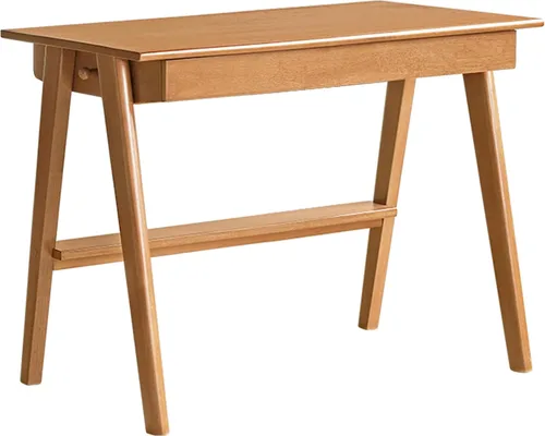 Vista 22 de Escritorio de madera maciza con acabado de nogal, escritorio pequeño para oficina en casa, escritorio de computadora para espacios pequeños