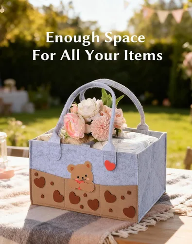 Vista 3 de Cesta de Regalo para Baby Shower - Juego de Regalo para Bebé con Organizador de Pañales, Regalos para Nueva Mamá, Regalos de Revelación de Género