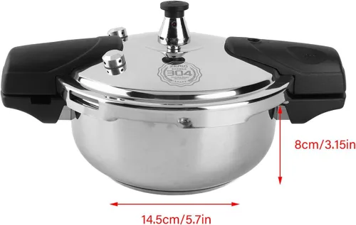 Vista 7 de Yctze Mini olla a presión de acero inoxidable, 1.8L, a prueba de explosiones, detección automática de presión, tapa de bloqueo