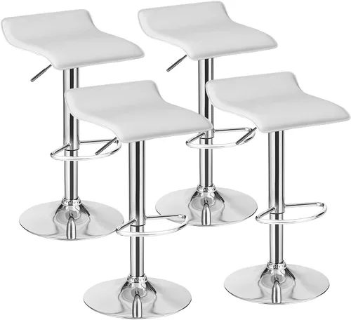 Vista 10 de Casart Juego de 2 taburetes de bar, taburetes de bar giratorios ajustables de piel sintética con reposapiés, base cromada, sillas de bar modernas