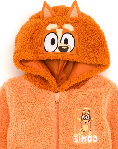 Vista 4 de Bluey Bingo Cozy Sherpa - Sudadera con capucha para cosplay con cremallera para niños pequeños