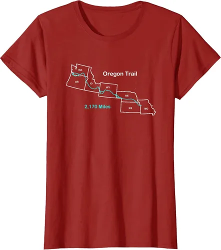 Vista 63 de Route Map of The Oregon National Historic Trail T-Shirt Asphalt Grey