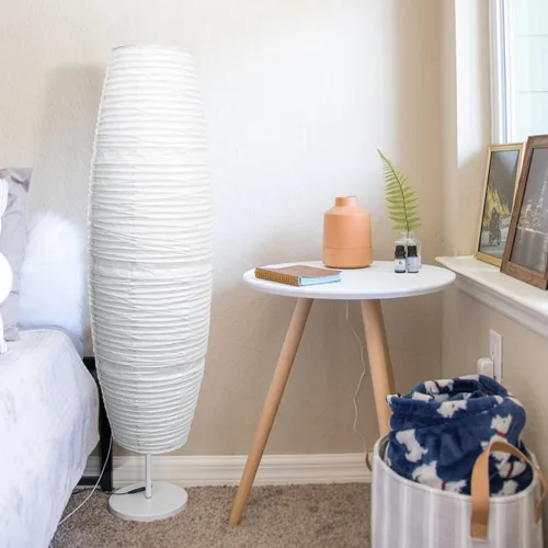 Vista 5 de Uonlytech Reemplazo de pantalla de lámpara de pie de papel, pantalla plegable de pie estilo japonés, accesorios para luz de piso de dormitorio
