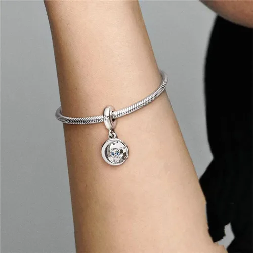 Vista 3 de Dijes de plata de ley 925 para pulseras y collares de animales delfín búho cuentas de viaje para árbol familiar, regalo de joyería para mujeres