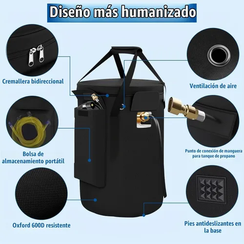 Vista 3 de SIRUITON Bolsa de tanque de gas propano para cilindro de tanque estándar de 20 libras, funda de tanque de propano Oxford 600D resistente, 1