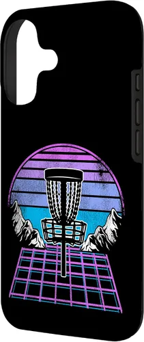 Vista 2 de Disc Golf Basket 90s Synthwave Sunset Retrowave Frisbee Golf Case for iPhone 17