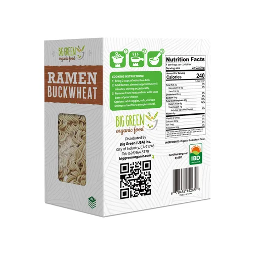 Vista 2 de Big Green Organic Food - Ramen de trigo sarraceno orgánico, 10.5 oz, 100% trigo sarraceno, sin gluten, sin OGM, vegano (1)