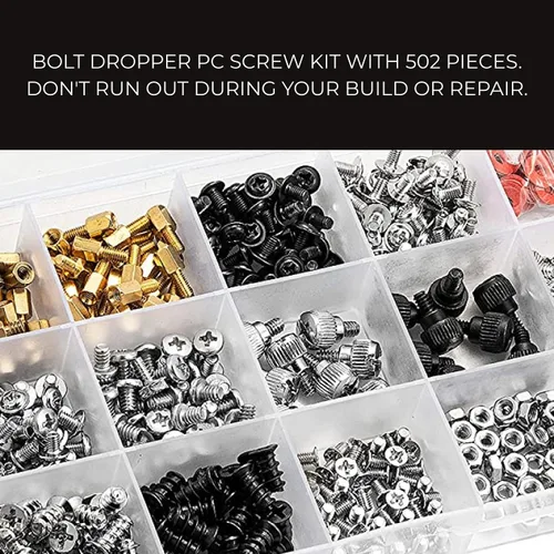Vista 2 de Bolt Dropper Kit surtido de tornillos de computadora de 502 piezas, tornillos separadores para disco duro HDD, ventilador, chasis, carcasa ATX