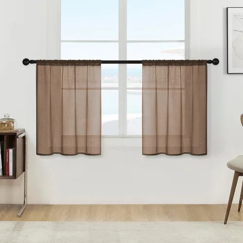 Vista 40 de MRTREES Cortinas transparentes de Aqua Blue, para cocina, de 36 pulgadas de longitud, cortinas transparentes de gasa con filtro de luz, cortinas