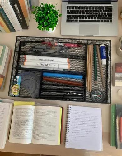Vista 6 de Organizador de cajones de escritorio, bandeja organizadora de cajones de malla metálica para oficina, escuela o hogar, suministros de escritorio