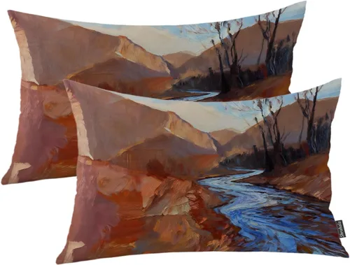 Vista 59 de Shrahala Juego de 2 fundas de almohada de mandala de color beige para exteriores, cuadradas, mandala, para interiores, de lino resistente al agua