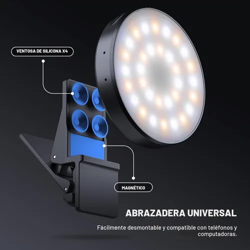 Vista 6 de NEEWER Luz magnética para selfie de nivel de entrada compatible con MagSafe iPhone, 1 W, clip de metal LED, anillo de iluminación de relleno
