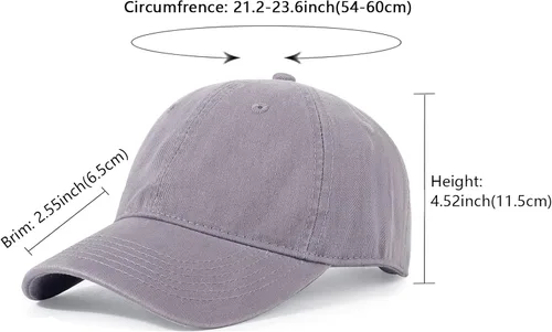 Vista 2 de Gorra de béisbol unisex de algodón liso en blanco para papá, ajustable, estilo vintage
