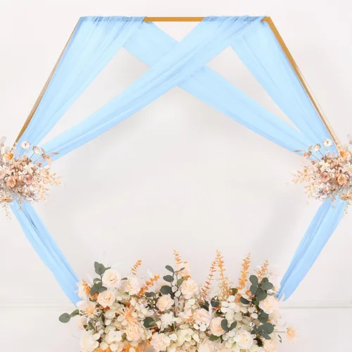 Vista 6 de MLMC 1 panel de tela para arco de boda azul bebé, 29 x 20 pies, cortinas de gasa extralargas transparentes de 6.6 yardas, paneles de cortinas