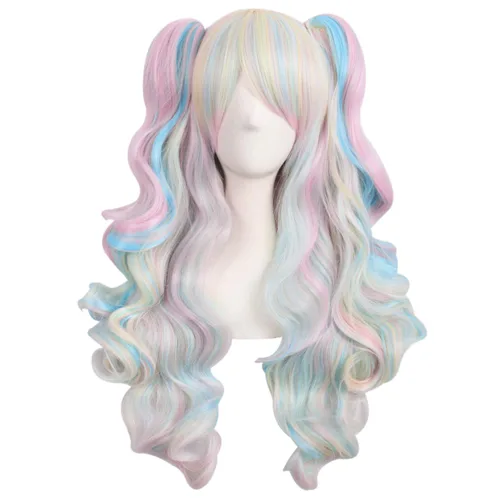 Vista 20 de MapofBeauty Peluca de disfraz de cosplay rizada en espiral de 32 pulgadas Azul celeste