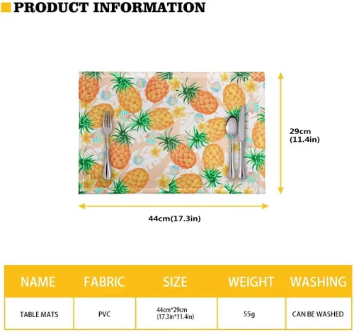 Vista 2 de SEANATIVE Juego de 4 manteles individuales de mesa de comedor, cosecha de otoño, con estampado de calabaza, rectangulares, decoración de mesa de boda