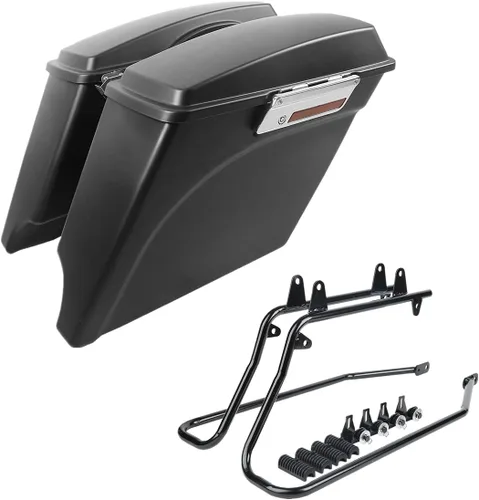 Vista 46 de Kit de soporte de conversión para alforjas extendidas de 4" TCMT, compatible con Harley Heritage Softail Fatboy FLSTF Breakout 1984-2017, negro