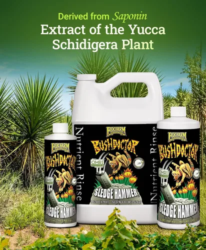 Vista 4 de FoxFarm BushDoctor Sledgehammer - Fórmula de enjuague con saponina de yuca, elimina la acumulación de fertilizantes, mejora la absorción de humedad