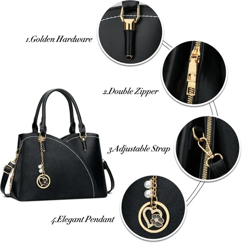 Vista 3 de KKXIU Monederos y bolsos de mano con triple compartimento para mujer, bolso de mano con asa superior