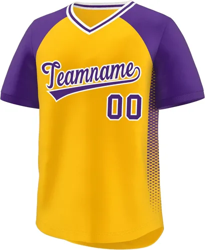 Vista 30 de Camiseta de béisbol personalizada con cuello en V para hombres, mujeres y jóvenes, camisetas de béisbol personalizadas con costuras o estampadas