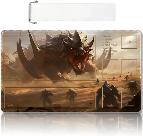Vista 25 de Tapete de juego MTG cosido de alta calidad con zonas y parte trasera de goma antideslizante, tapete de juego TCG para MTG y otros juegos de cartas