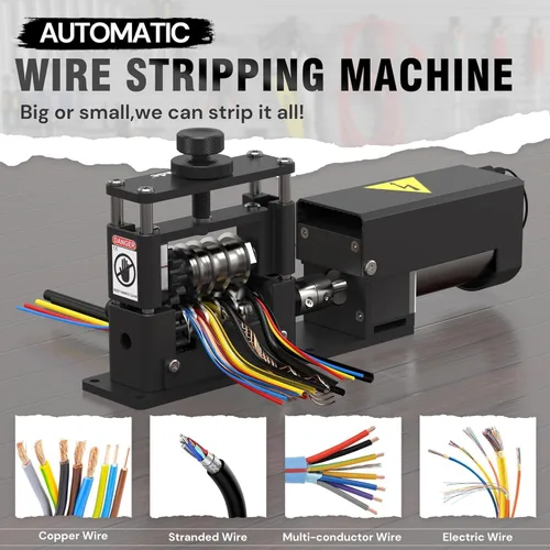 Vista 6 de Máquina peladora automática de cables con motor mejorado, herramienta de pelado de cables eléctricos con 6 canales y 5 cuchillas de carburo para un