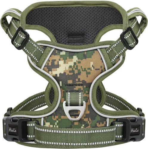 Vista 40 de HEELE Arnés para perro pequeño sin tirones con mango suave, arnés reflectante ajustable, color negro, XS Reflective Front Clip Vest with Control