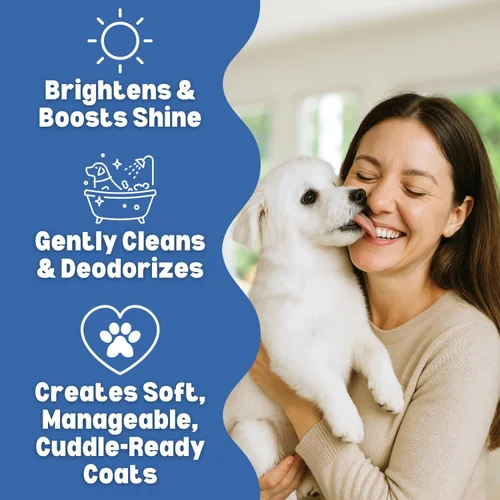 Vista 3 de Champú blanco brillante para mascotas para perros y gatos de 1 galón Sin crueldad Sin parabenos Biodegradable y no tóxico Ilumina todos