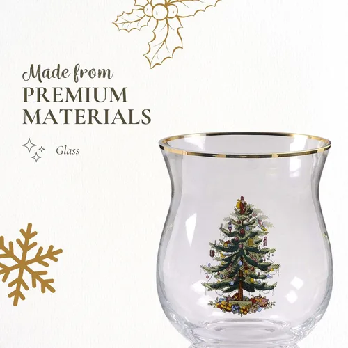 Vista 4 de Spode - Jarrón de árbol de Navidad con forma de huracán, portavelas de pilar de vidrio, florero de cristal, maceta de terrario, centro de mesa