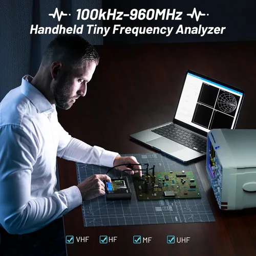 Vista 3 de Analizador de espectro portátil TinySA, SEESII actualizado V0.3.1 analizador de frecuencia pequeño portátil de mano de 100kHz a 960MHz entrada