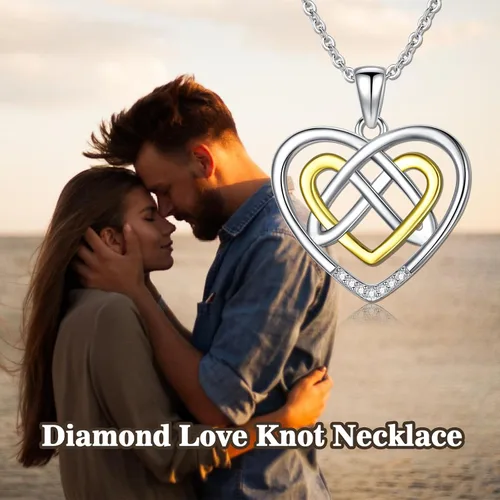 Vista 6 de LWXIE Diamond Heart Necklace 925 Sterling Silver Sea Turtle Flamingo Fox Rose Flower Mushroom Frog Teddy Bear Gymnast Butterfly Feet Three Hearts