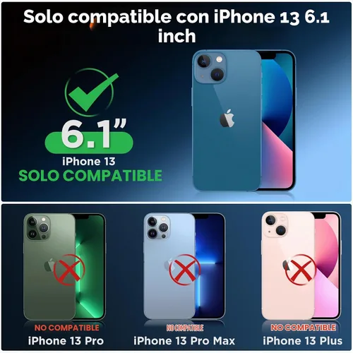 Vista 7 de Funda delgada para iPhone 13 de 6.1 pulgadas, silicona líquida a prueba de golpes, con forro de microfibra suave antiarañazos, 2 protectores de Negro