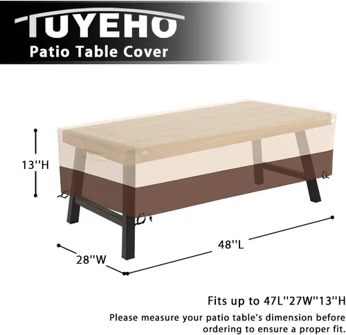 Vista 2 de Tuyeho Funda para muebles de patio, 48 x 28 x 13 pulgadas, tela Oxford duradera y resistente, para exteriores, rectangular, impermeable y resistente