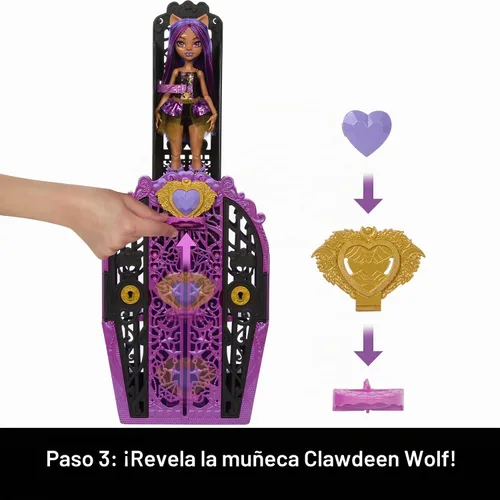 Vista 6 de Monster High Skulltimate Secrets Clawdeen Wolf Muñeca con Guardarropa y 19 Accesorios de Moda Sorpresa, Juguete +4 Años (HXH85)