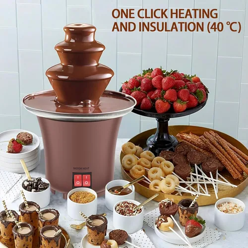 Vista 3 de Máquina eléctrica de fuente de chocolate, fuente de queso de 3 capas, capacidad para máquina de 10 onzas, fuente de fondue de chocolate, máquina