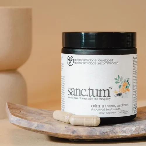 Vista 10 de Sanctum Suplemento calmante intestinal formulado por médicos y recomendado por médicos para malestar, hinchazón y estrés