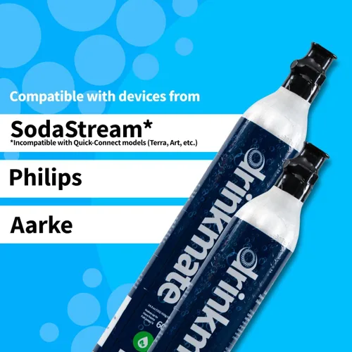 Vista 3 de Drinkmate Cilindros roscados de carbonatación de intercambio de CO2 de 60 L, compatible con SodaStream (tornillo), Aarke, Ninja Thirsti, 14.5 onzas