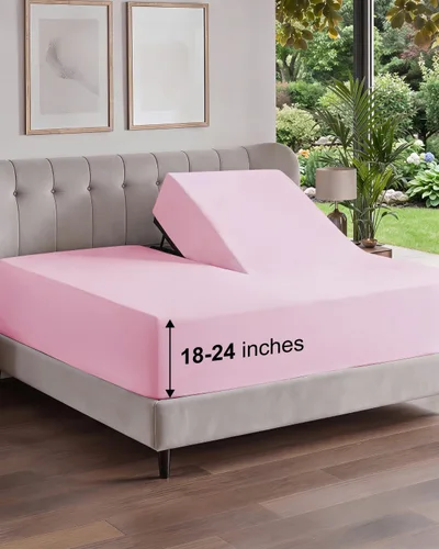 Vista 69 de Sábana bajera ajustable extra profunda Twin XL – Sábana bajera individual de lujo de hotel solamente – Se adapta fácilmente a colchones de 18 a 24