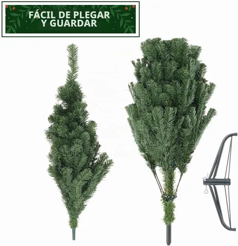 Vista 7 de Casafield Árbol de Navidad artificial realista de abeto verde sin iluminación de 4.5 pies con soporte de metal resistente
