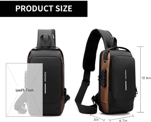 Vista 3 de HXUANYU Bolso cruzado antirrobo para hombre y mujer, bolso bandolera USB, bolsas de hombro cruzadas