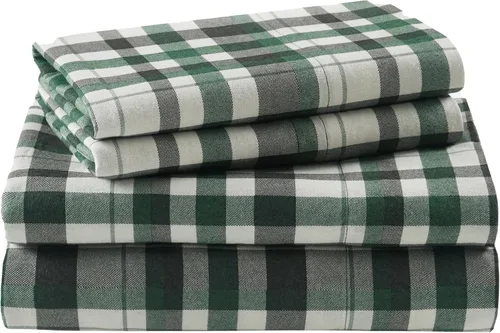 Vista 9 de Woolrich - Juego de sábanas de algodón con estampado de dijes de cabaña, sábanas de franela 100% algodón, juego de ropa de cama cálido y mullido