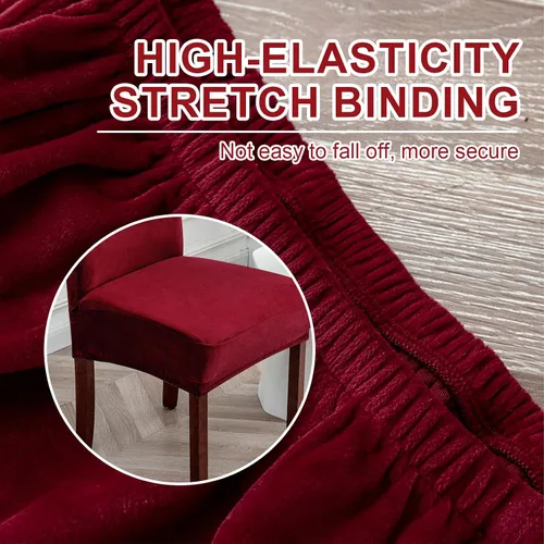 Vista 3 de Fundas de terciopelo para sillas de comedor, fundas elásticas de felpa para sillas altas, fundas protectoras de asiento lavables, fundas para sillas