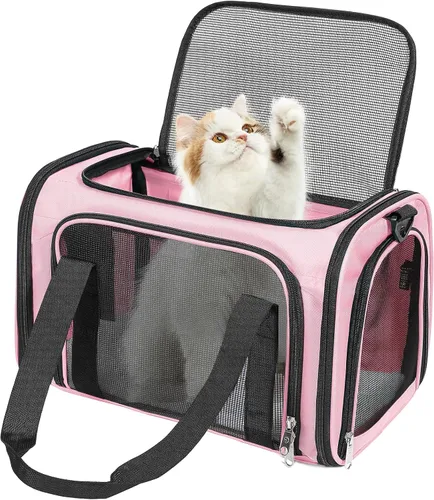 Vista 10 de Discala Transportador para perros y gatos de hasta 15 libras, aprobado por la aerolínea TSA, para gatos pequeños y medianos, cachorros