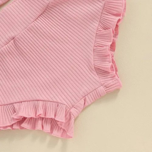 Vista 7 de Ropa para bebé niña Daddys Girls Ruffle Romper Top Manga Corta Body Floral Tutu Shorts Conjunto Recién Nacido Verano Traje