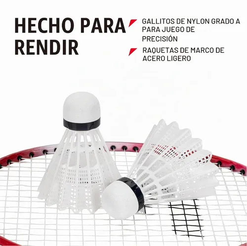 Vista 3 de Franklin Sports Badminton Racket + Birdie Set - Replacement Badminton Equipment for Kids + Adults - 2 Player - 4 Player Badminton Racket Sets Rojo