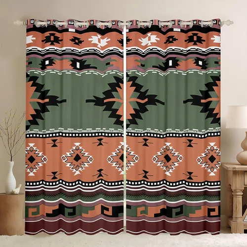 Vista 42 de Cortinas opacas de estilo bohemio occidental de 76 x 45 pulgadas, cortinas y cortinas de atrapasueños de vaca, cortinas del suroeste, cortinas