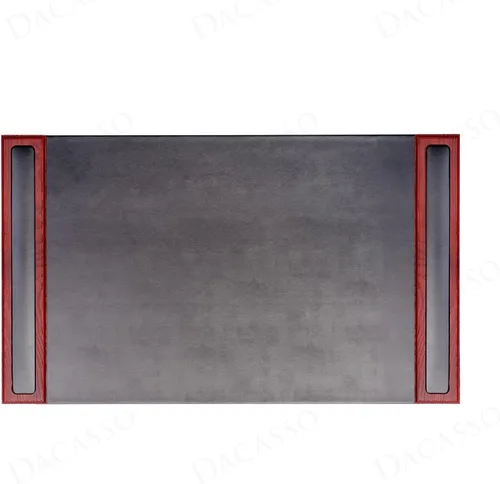 Vista 10 de DACASSO Almohadilla de escritorio de madera y cuero con rieles laterales, protector de escritorio de cuero de lujo para escribir, protector nogal
