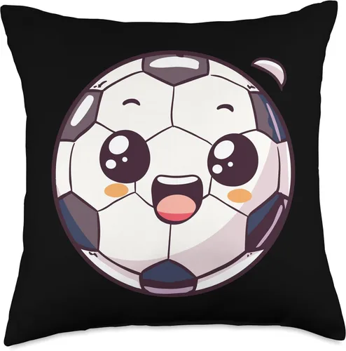 Vista 4 de Almohada de tiro con estilo de dibujos animados de balón de fútbol para niños y niñas