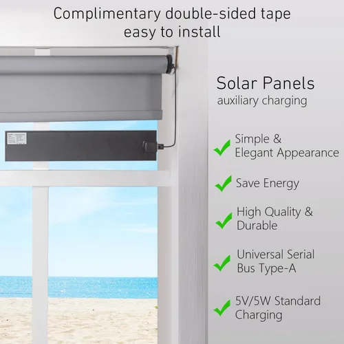 Vista 4 de Panel solar USB de 5 V, cargador solar para persianas de ventanas, persianas enrollables, persianas motorizadas, puerto USB, panel solar de alta